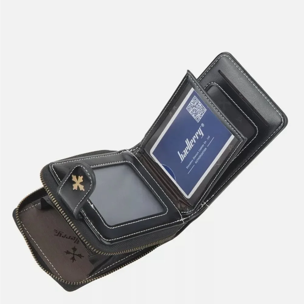 PU Leather Clutch Multi-card Organ Style Coin Pocket Buckle Secure Wallet